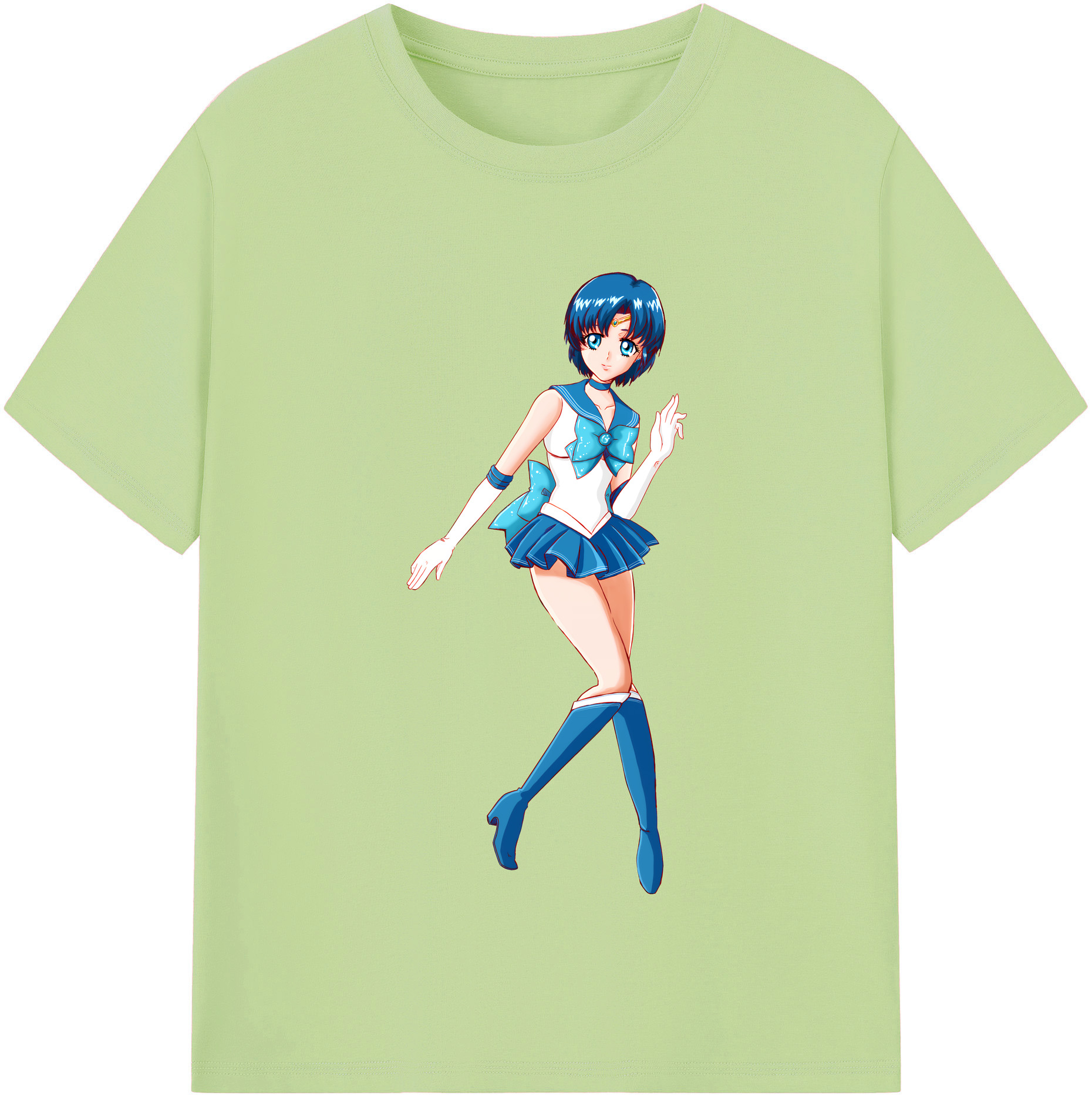 （画像用） 美少女戦士セーラームーン 水野 亜美 みずの あみ Sailor Moon Mizuno Ami 綿100％半袖Tシャツ（フロントプリント）